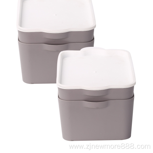 2PC Plastic Stackable Storage Box With Lid